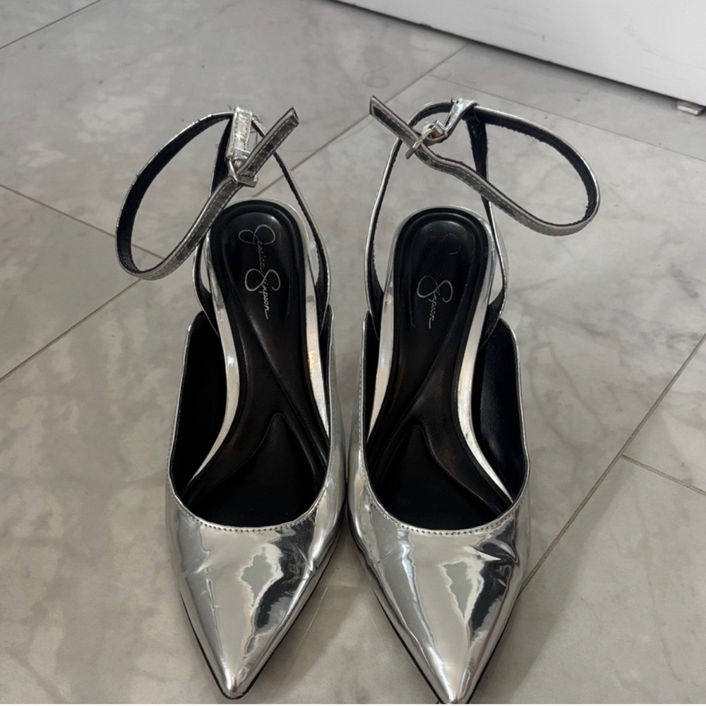 Jessica Simpson Shiny Silver Heels